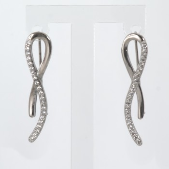 Sterling Silver/CZ Loop Hook Earrings